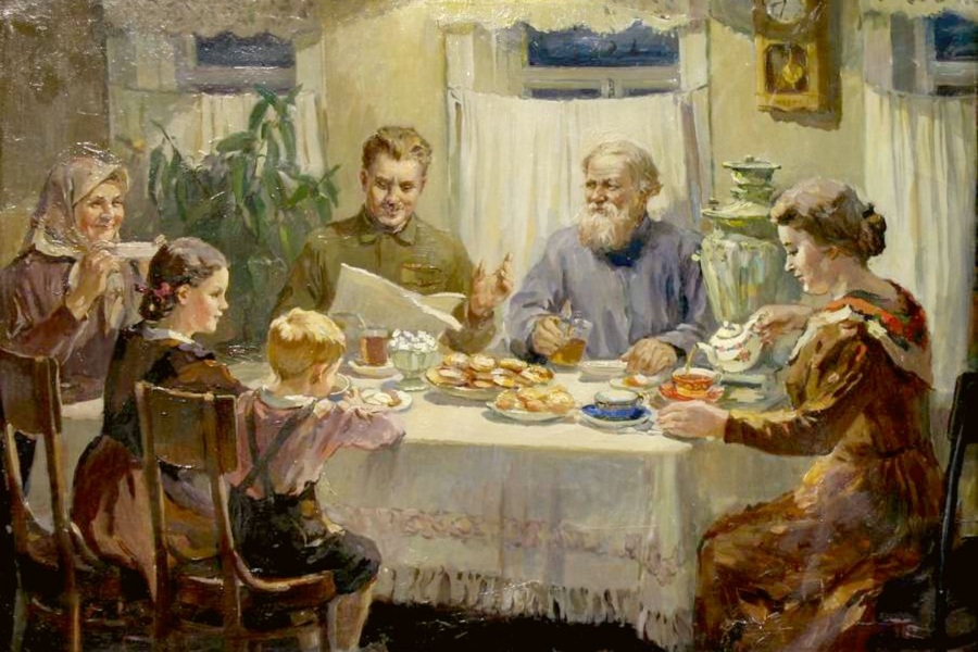 Василий Баюскин «За обедом», 1950-е годы